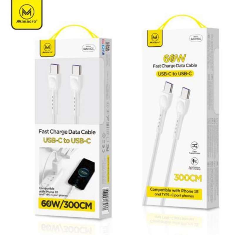 FAST CHARGER Cavo 60W 3mt Type C – Type C MIMACRO