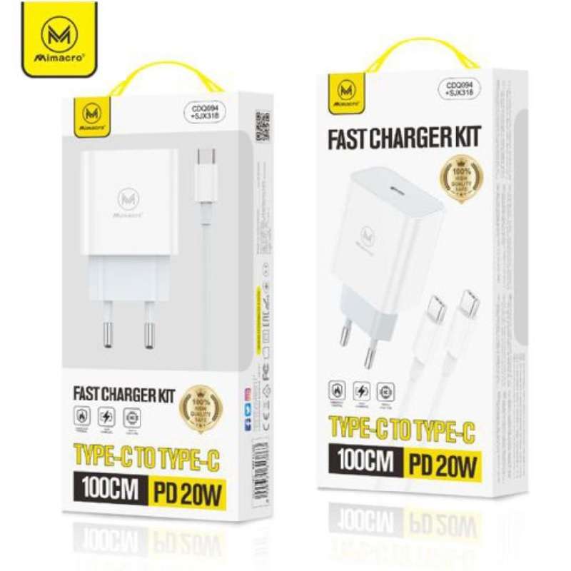 Carica Fast Charge 20W con cavo Type C – Type C- MIMACRO